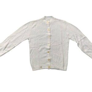 Vintage 1940s-1950s White Long Sleeve Cardigan Knit Fall Winter Sweater